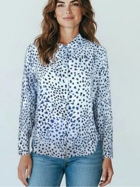 Cloth & Stone for Anthropologie long-sleeve‎ button down leopard blouse size xs